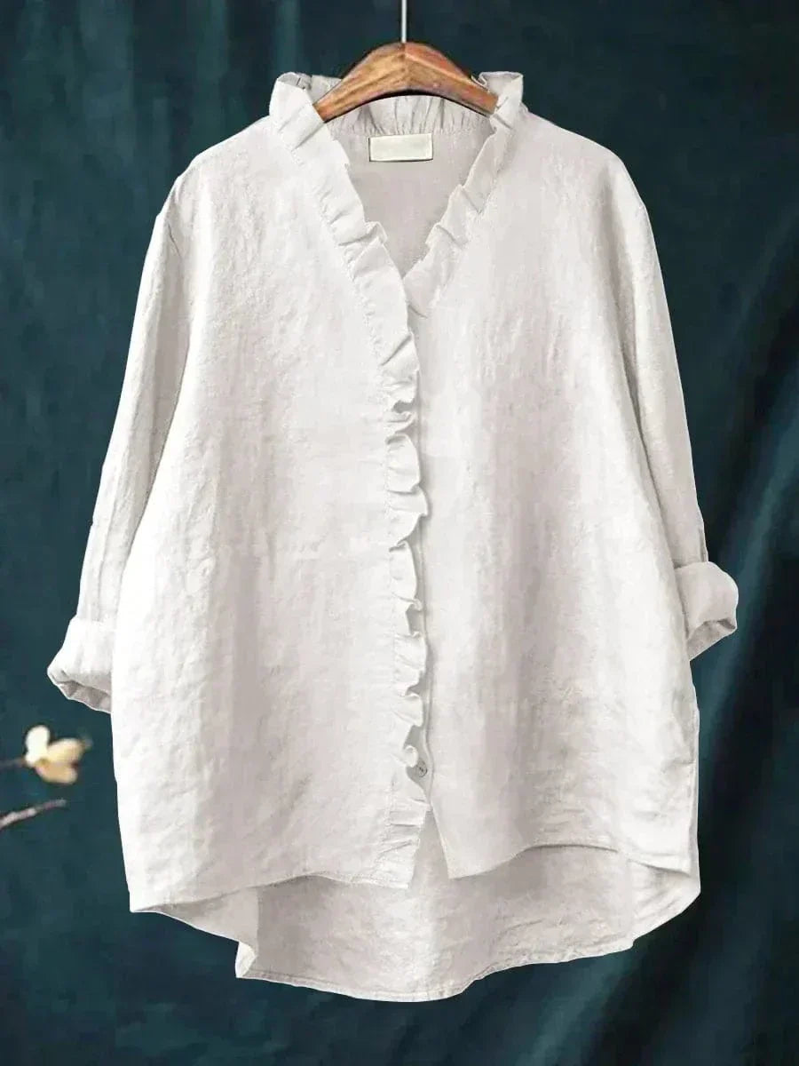 Alva | Cotton-Blend Dress Blouse with a Classic Cut