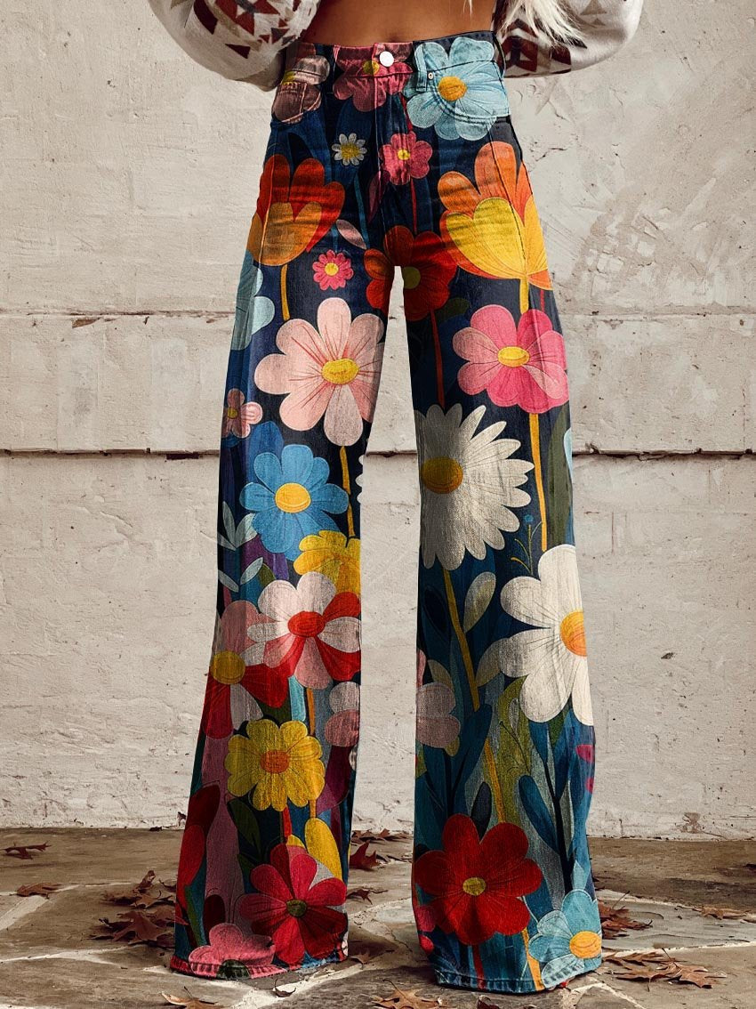 Elsa | Floral Print Wide-Leg Trousers