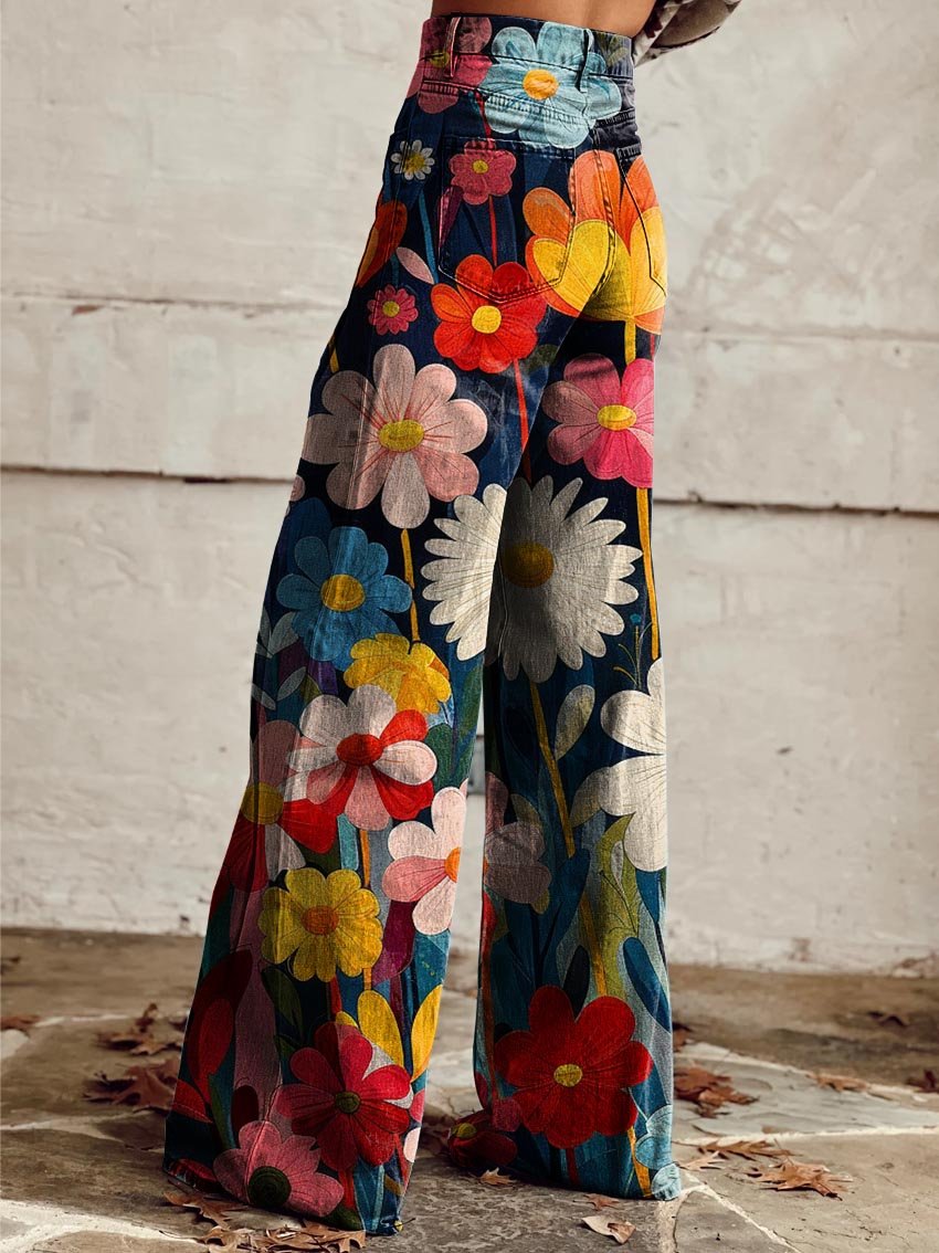 Elsa | Floral Print Wide-Leg Trousers
